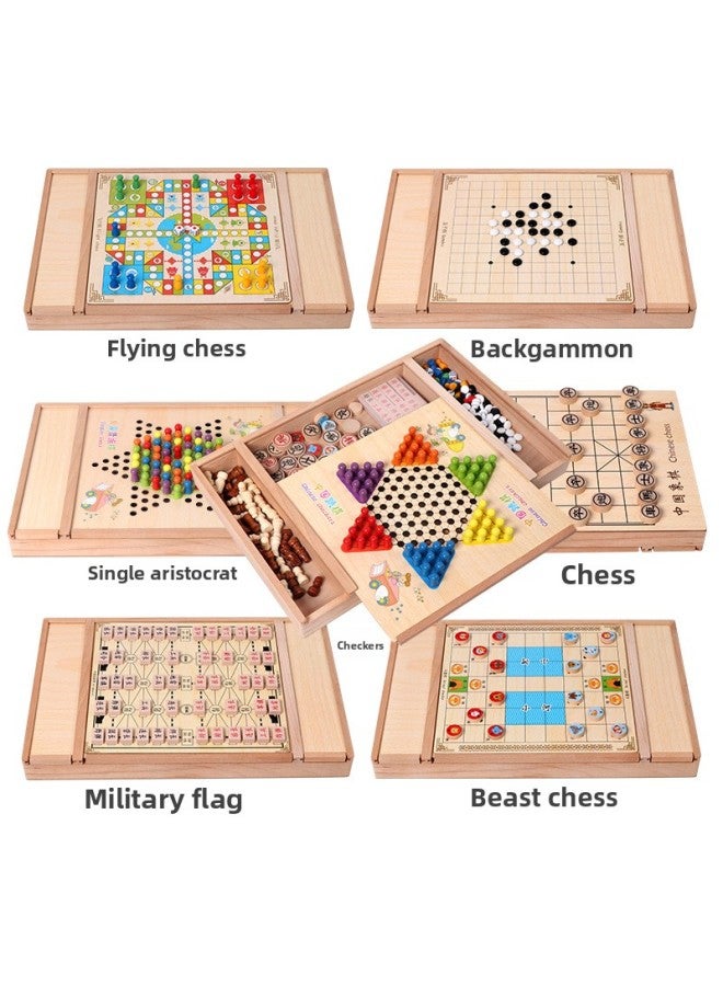 Children's Flying Chess Checkers Wooden Multifunctional Game Chess Gobang Chess Colosseum Chess Educational Toy Gift Box